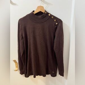 Calvin Klein Brown Knit Turtleneck Sweater